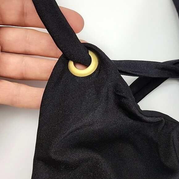 YBL Your Best Look Women's Black One Piece Swimsuit Strappy Halter Size 16 - Picture 4 of 16